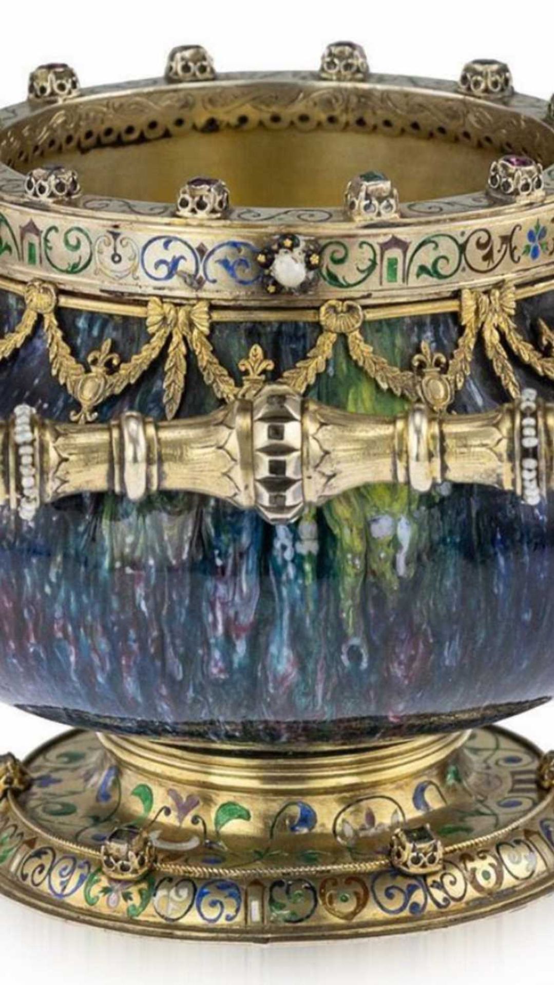 A 19TH CENTURY SILVER GILT AND ENAMELLED VASE, AUSTRO-HUNGARIAN - Image 8 of 10