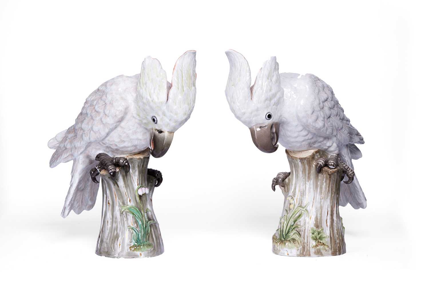 MEISSEN: A RARE PAIR OF 19TH CENTURY PORCELAIN COCKATOOS - Image 3 of 5