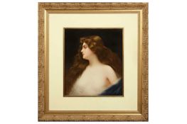 KPM: A LARGE 19TH CENTURY BERLIN PORCELAIN PLAQUE DEPICTING A YOUNG BEAUTY