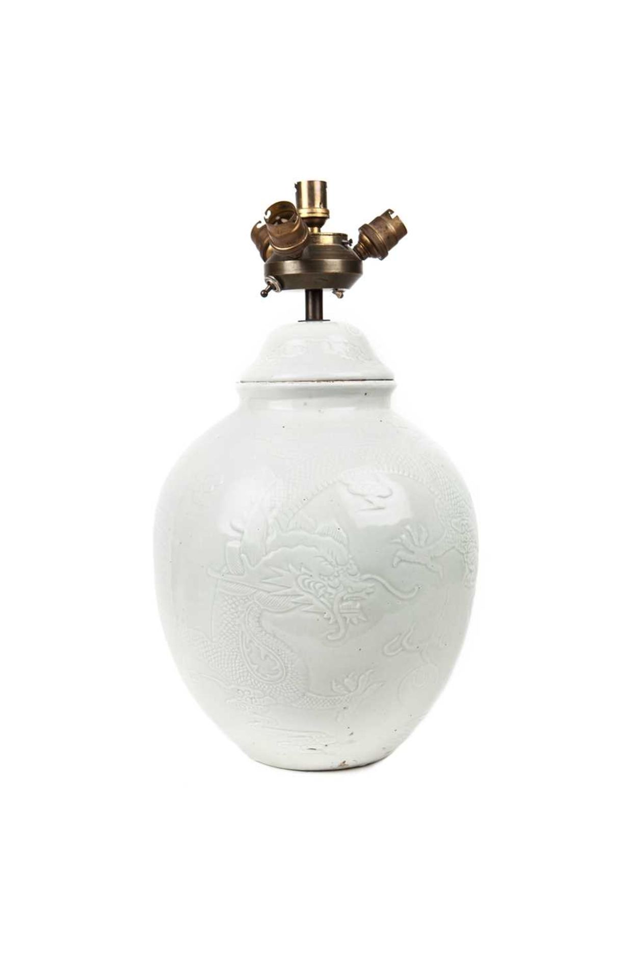 A CHINESE CELADON PORCELAIN VASE LAMP