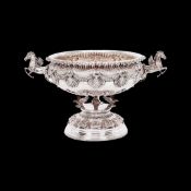 A MASSIVE STERLING SILVER PUNCH BOWL, ITALIAN, FIRST HALF 20TH CENTURY