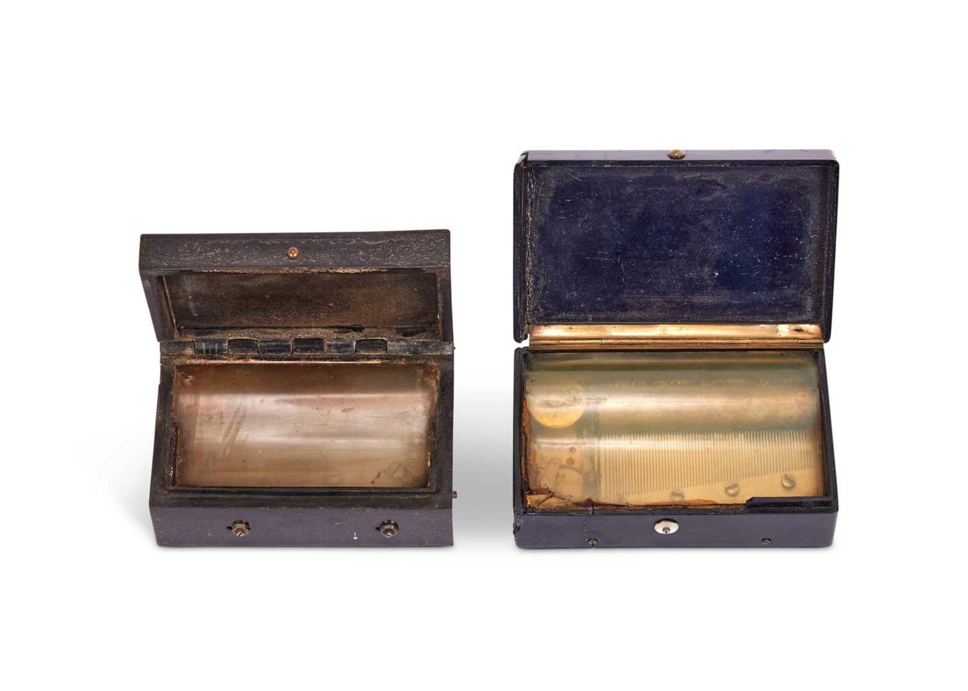 TWO MID 19TH CENTURY FRENCH PRESSED HORN MUSIC BOXES - Image 2 of 2