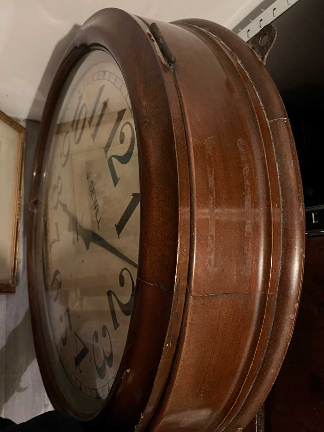 A LARGE LATE 19TH / EARLY 20TH CENTURY ENGLISH FUSEE WALL CLOCK - Image 6 of 11