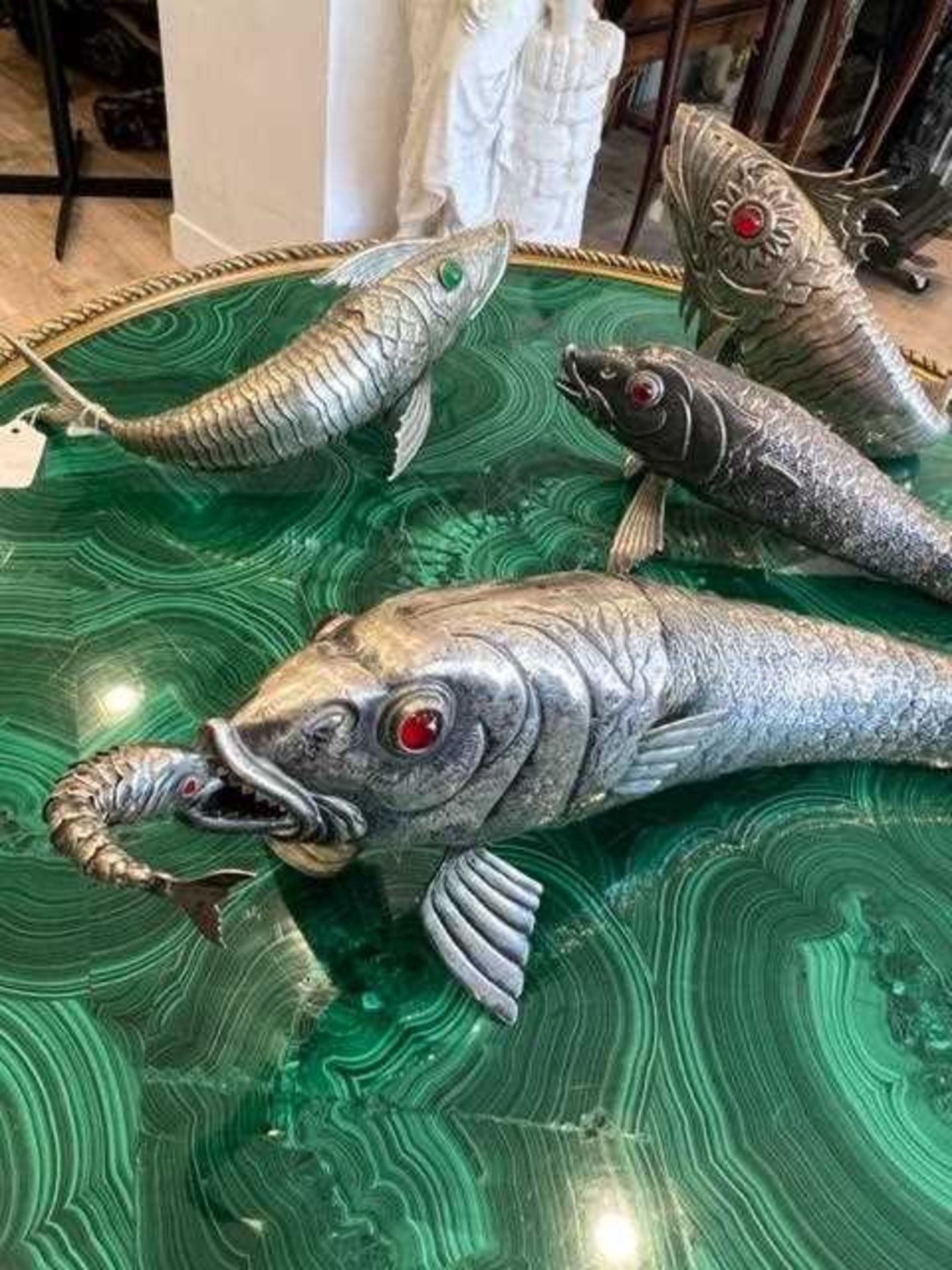 FOUR SILVER AND SILVERED METAL ARTICULATED MODELS OF FISH, 20TH CENTURY, SPANISH - Image 11 of 12