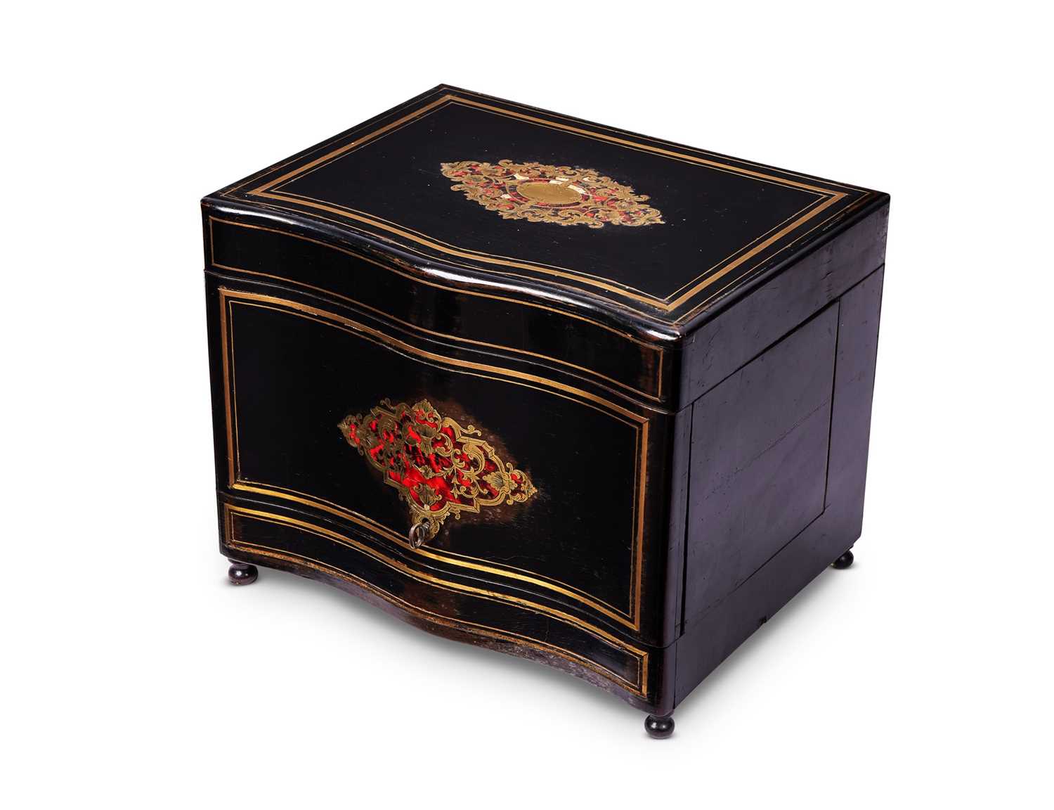 A NAPOLEON III PERIOD EBONISED, CUT BRASS AND TORTOISESHELL INLAID CAVE A LIQUER - Image 2 of 2