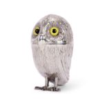 A VERY LARGE SPANISH SILVER BOX MODELLED AS AN OWL