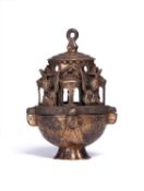 A 15TH CENTURY STYLE BRONZE INCENSE BURNER