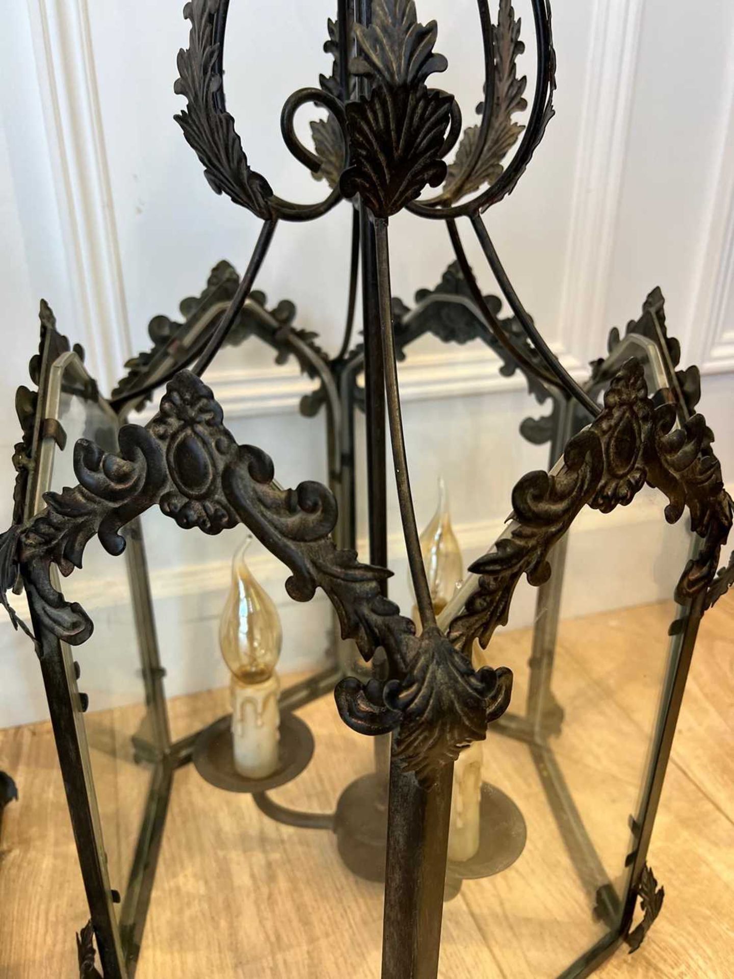 A PAIR OF GOTHIC REVIVAL STYLE HALL LANTERNS - Image 2 of 4