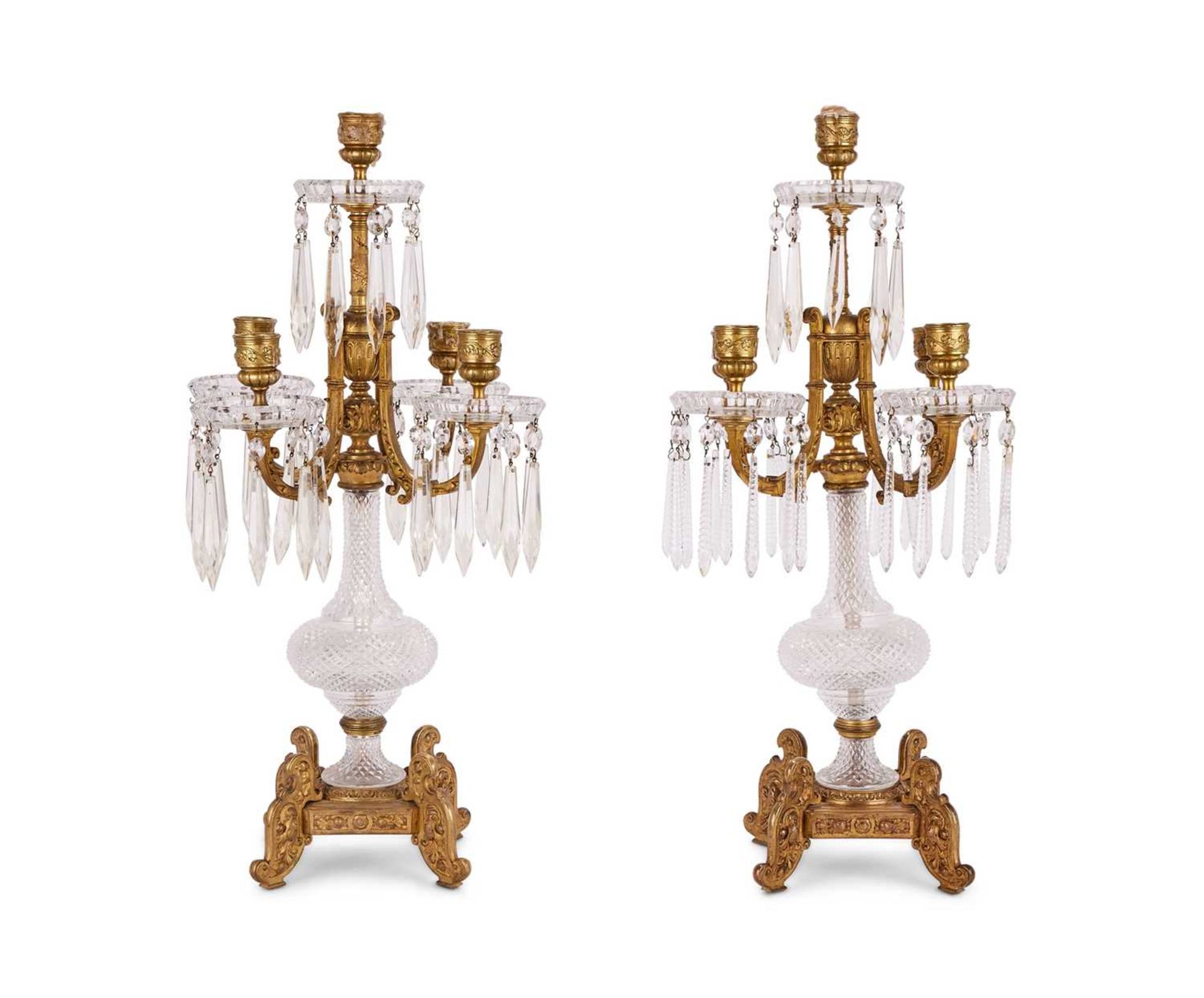 BACCARAT: AN IMPORTANT PAIR OF LATE 19TH CENTURY CUT CRYSTAL GLASS AND ORMOLU CANDELABRA - Image 2 of 13