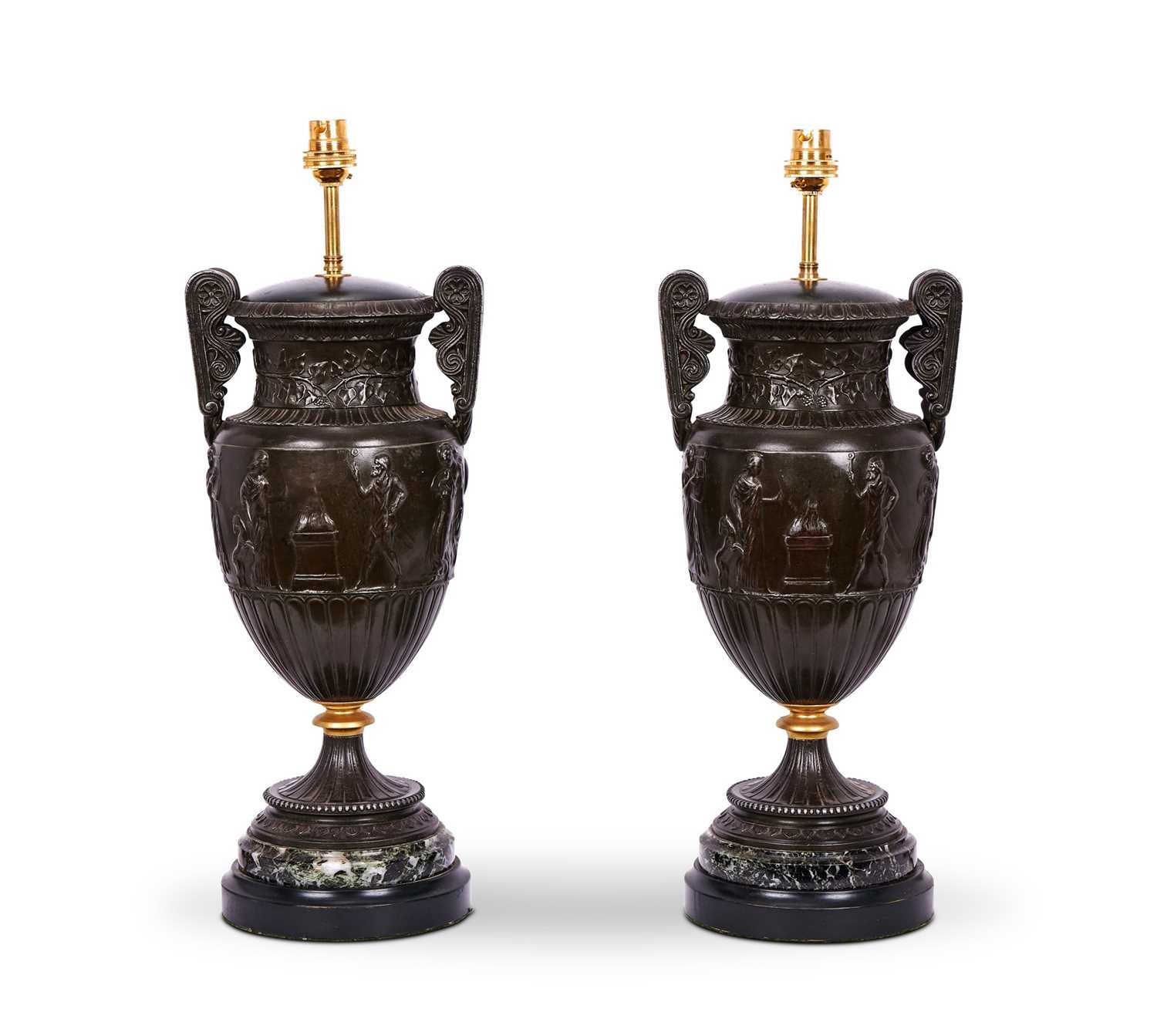 A PAIR OF 19TH CENTURY CLASSICAL STYLE LAMP BASES