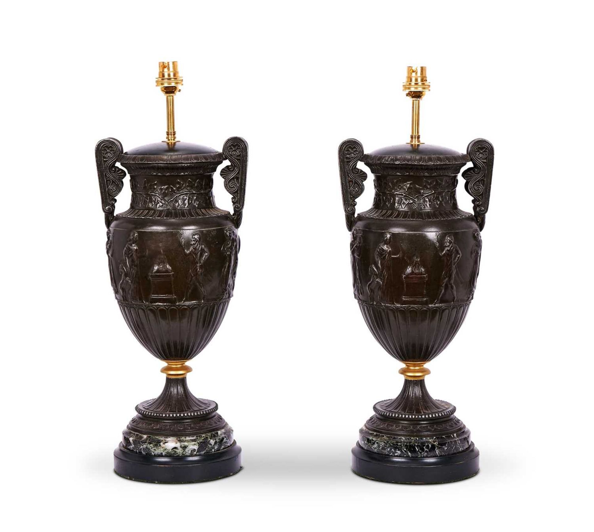 A PAIR OF 19TH CENTURY CLASSICAL STYLE LAMP BASES