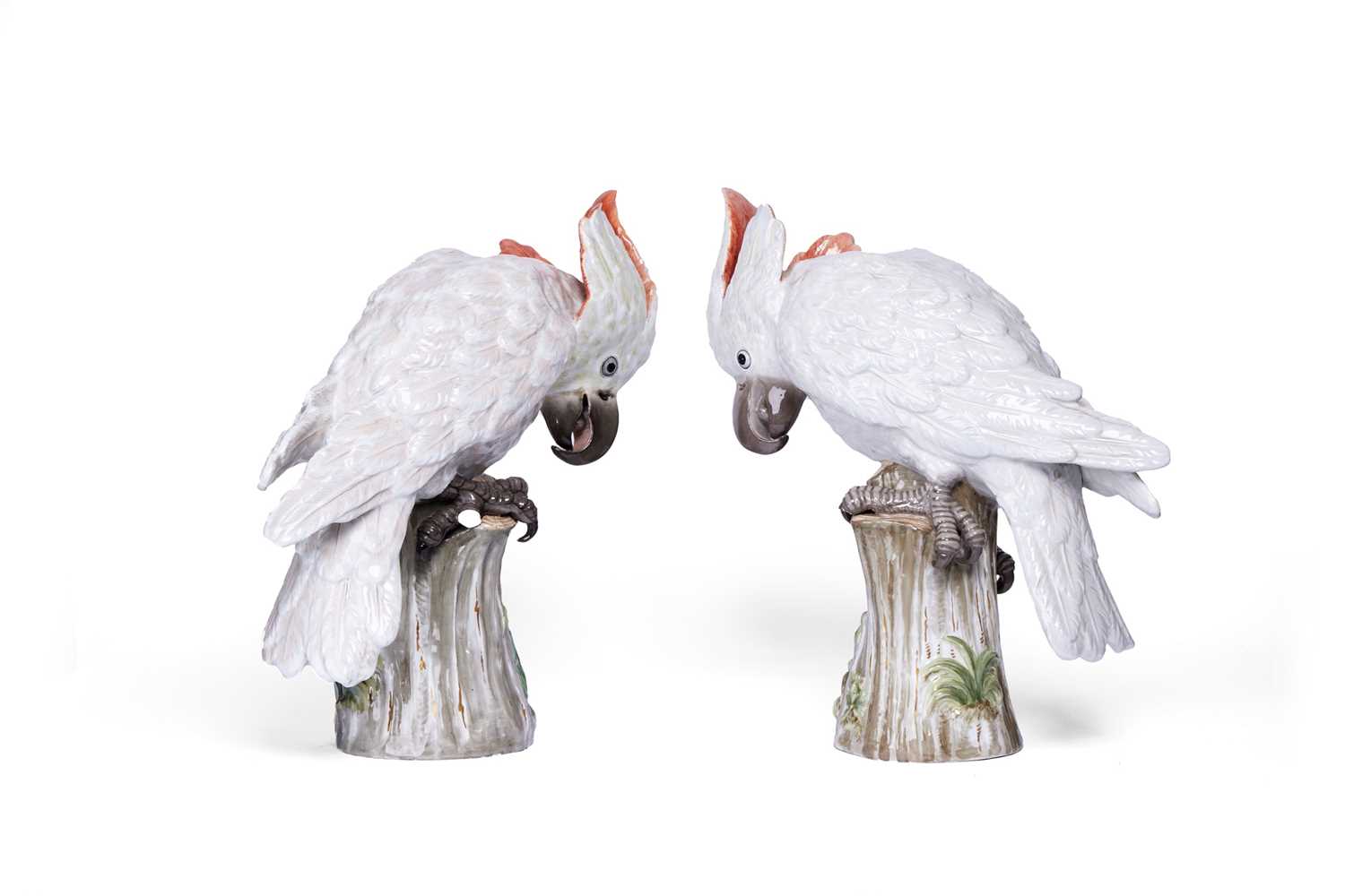 MEISSEN: A RARE PAIR OF 19TH CENTURY PORCELAIN COCKATOOS - Image 2 of 5