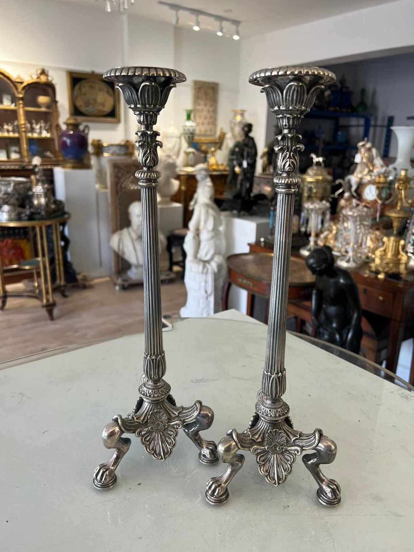 ELKINGTON & CO.: A PAIR OF 19TH CENTURY SILVER PLATED CANDLESTICKS - Image 6 of 8