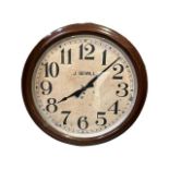 A LARGE LATE 19TH / EARLY 20TH CENTURY ENGLISH FUSEE WALL CLOCK