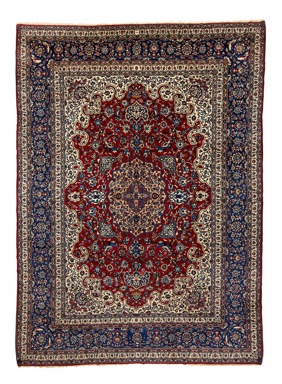 AN ISFAHAN PART SILK CARPET, NORTH WEST PERSIA