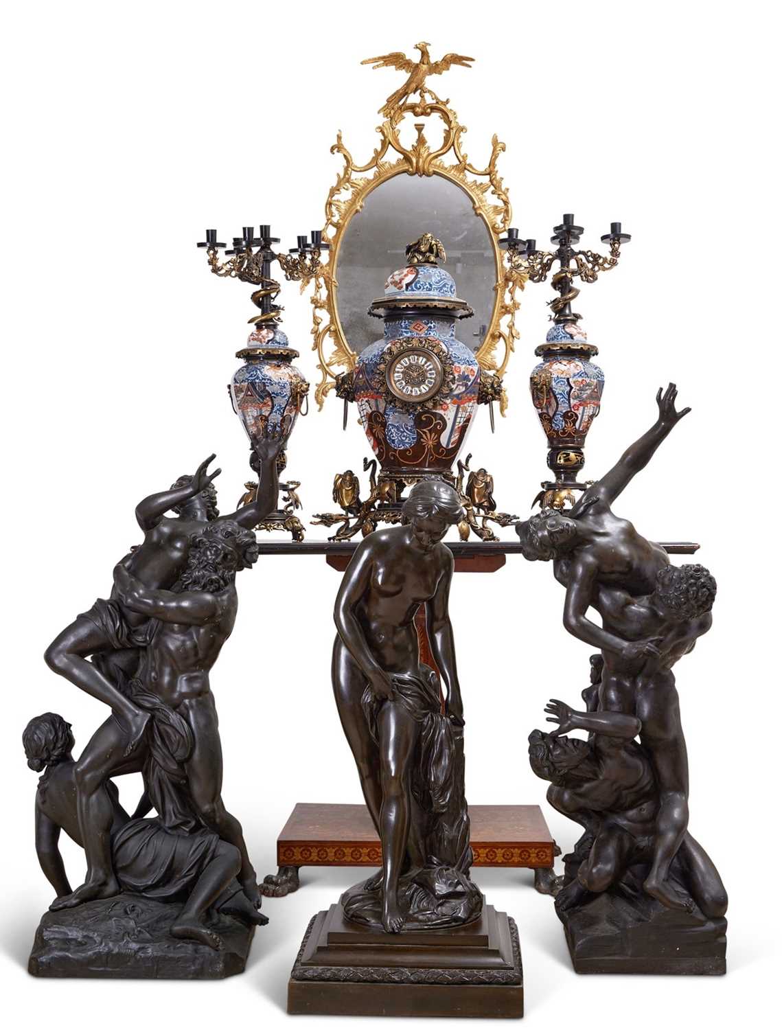 A MASSIVE PAIR OF BRONZE BAROQUE FIGURAL GROUPS AFTER GIRARDON AND GIAMBOLOGNA - Image 10 of 10