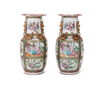 A PAIR OF LATE 19TH CENTURY CHINESE CANTON PORCELAIN VASES