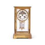 A LATE 19TH CENUTRY FRENCH GILT BRASS FOUR GLASS MANTEL CLOCK BY S. MARTI & CIE