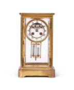 A LATE 19TH CENUTRY FRENCH GILT BRASS FOUR GLASS MANTEL CLOCK BY S. MARTI & CIE