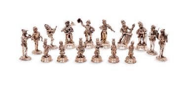 A COLLECTION OF SIXTEEN SPANISH SILVER FIGURES OF MUSICIANS