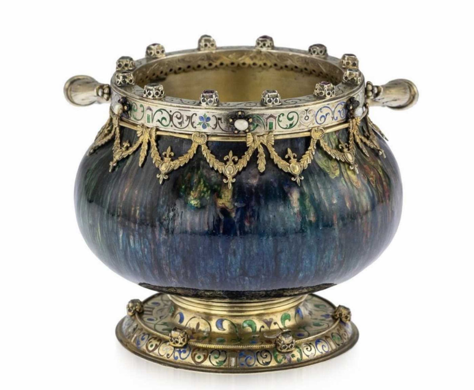 A 19TH CENTURY SILVER GILT AND ENAMELLED VASE, AUSTRO-HUNGARIAN - Image 3 of 10