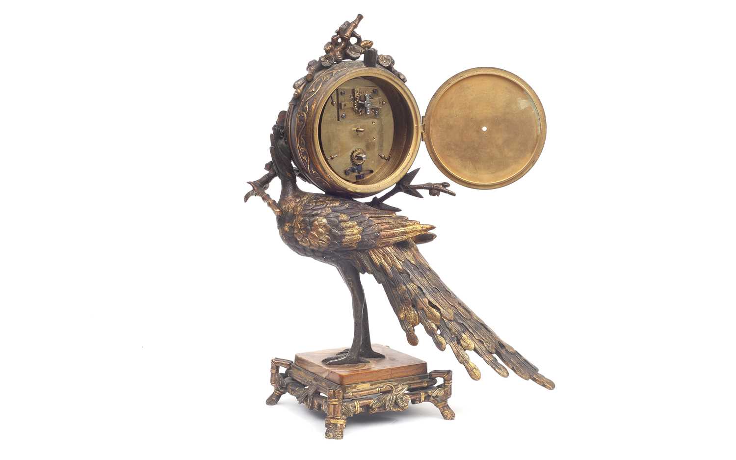 ATTRIBUTED TO L'ESCALIER DE CRISTAL, PARIS: A FINE LATE 19TH CENTURY FRENCH PEACOCK CLOCK - Image 4 of 4