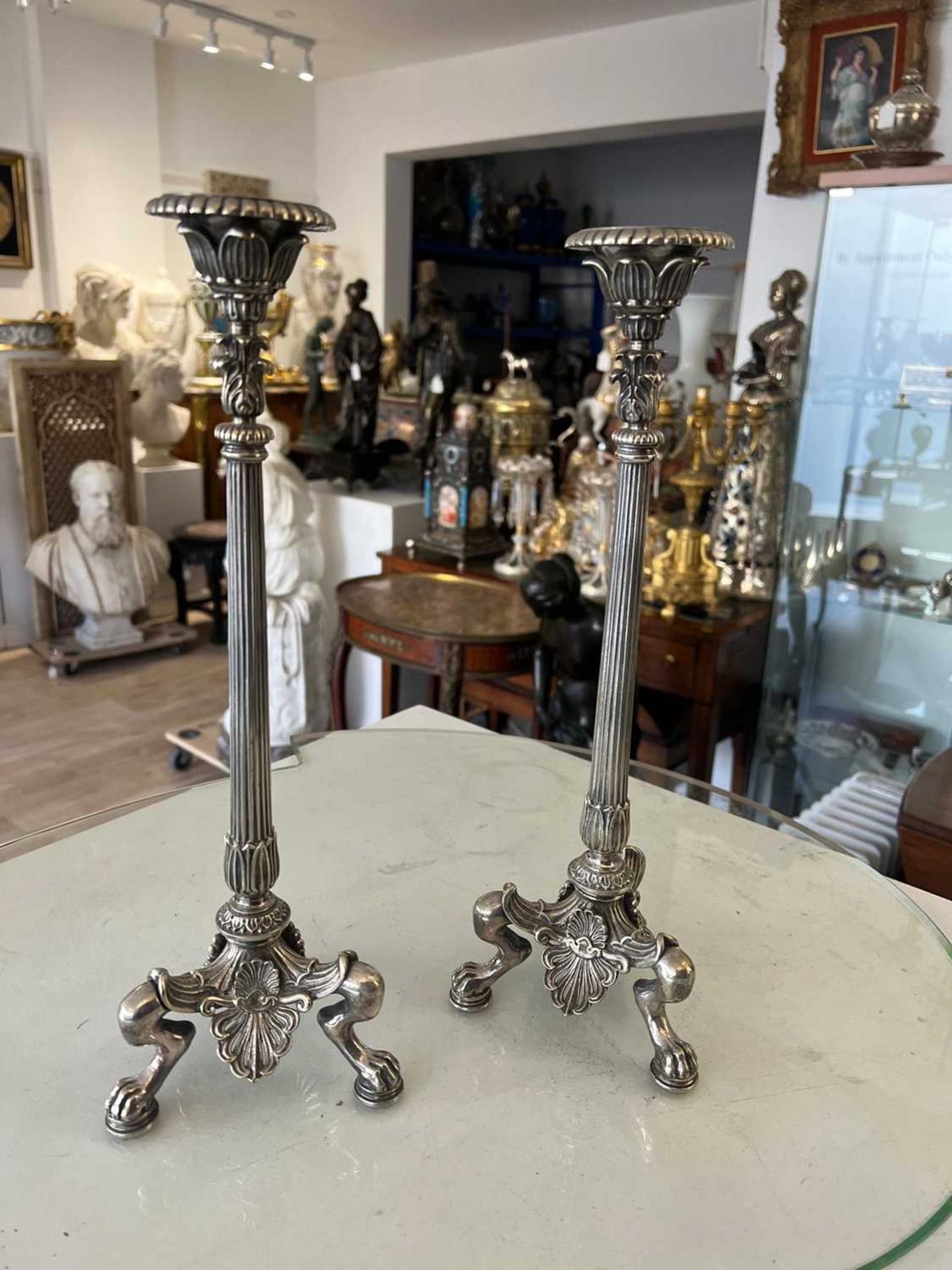 ELKINGTON & CO.: A PAIR OF 19TH CENTURY SILVER PLATED CANDLESTICKS - Image 3 of 8