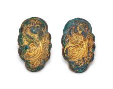 2ND-1ST CENTURY B.C.: A PAIR OF GILT BRONZE ORDOS BELT PLAQUES