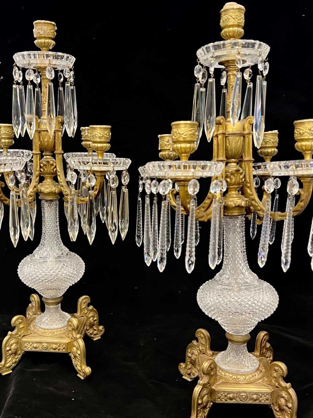 BACCARAT: AN IMPORTANT PAIR OF LATE 19TH CENTURY CUT CRYSTAL GLASS AND ORMOLU CANDELABRA - Image 3 of 13