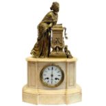 RAINGO FRERES: A MID 19TH CENTURY GILT BRONZE MANTEL CLOCK