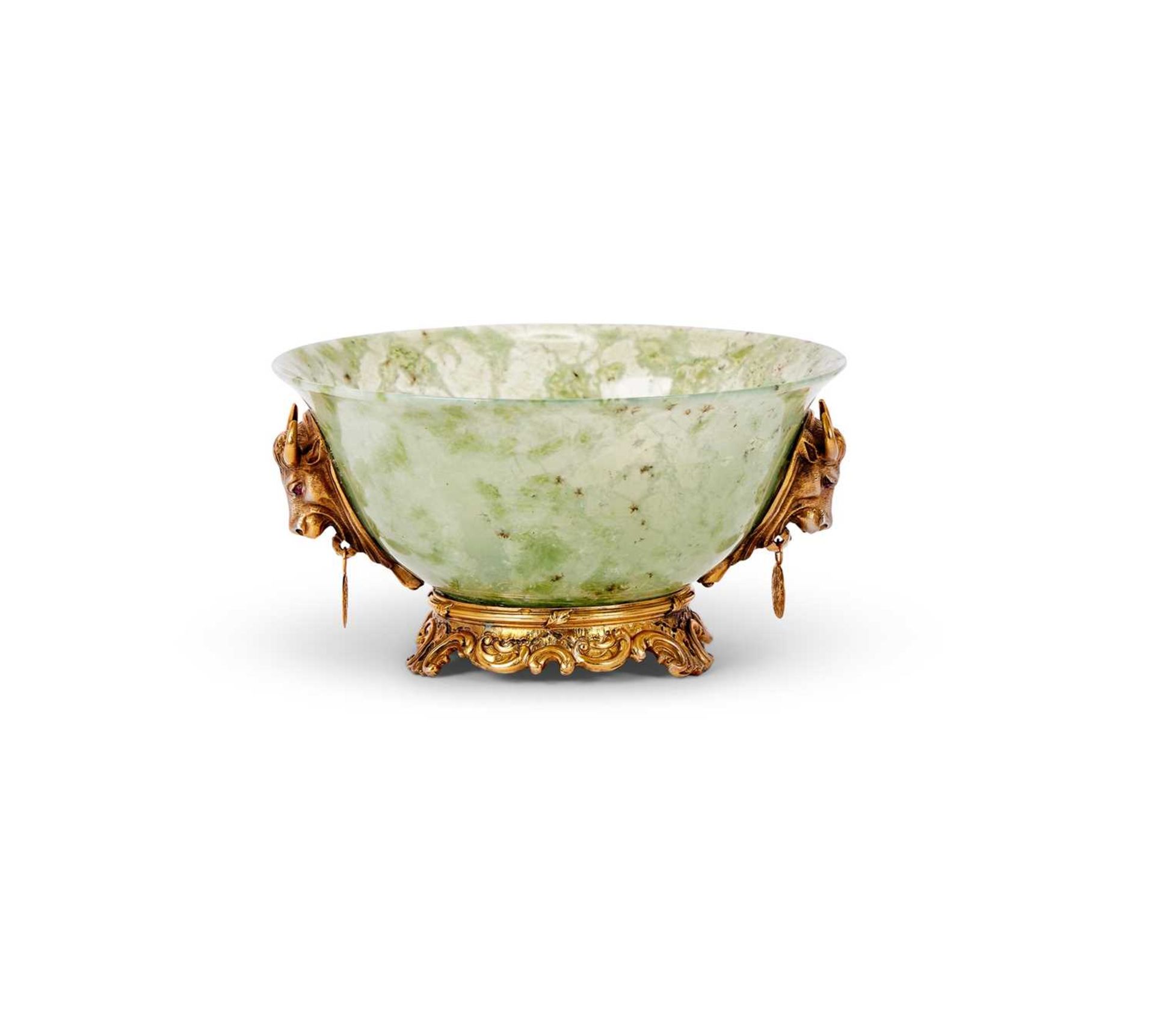 A SILVER GILT AND DIAMOND MOUNTED HARDSTONE BOWL IN THE STYLE OF FABERGE - Image 2 of 2