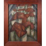 A LARGE RUSSIAN CUBIST STYLE PAINTING