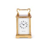 A MAPPIN & WEBB BRASS CARRIAGE CLOCK