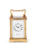 A MAPPIN & WEBB BRASS CARRIAGE CLOCK