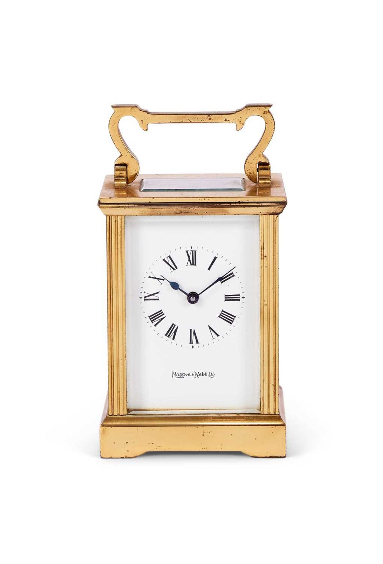 A MAPPIN & WEBB BRASS CARRIAGE CLOCK