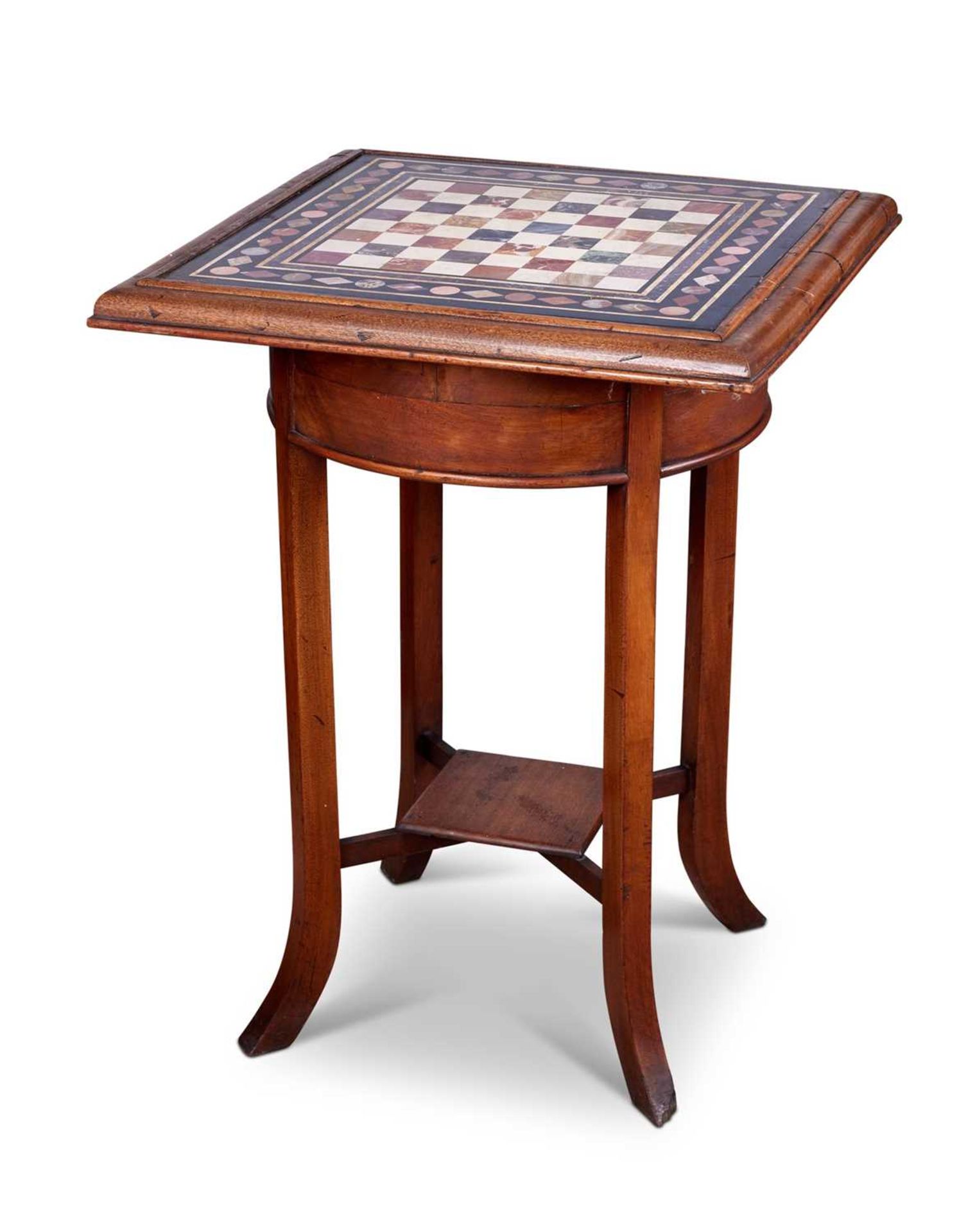 A SPECIMEN MARBLE INLAID GAMING TABLE