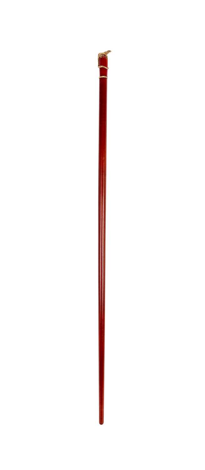 A SILVER GILT, AGATE AND GEM SET RUSSIAN STYLE WALKING CANE - Image 2 of 2