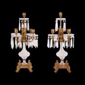 BACCARAT: AN IMPORTANT PAIR OF LATE 19TH CENTURY CUT CRYSTAL GLASS AND ORMOLU CANDELABRA