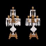 BACCARAT: AN IMPORTANT PAIR OF LATE 19TH CENTURY CUT CRYSTAL GLASS AND ORMOLU CANDELABRA