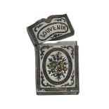 A 19TH CENTURY FRENCH SILVER AND MOTHER OF PEARL CARD HOLDER