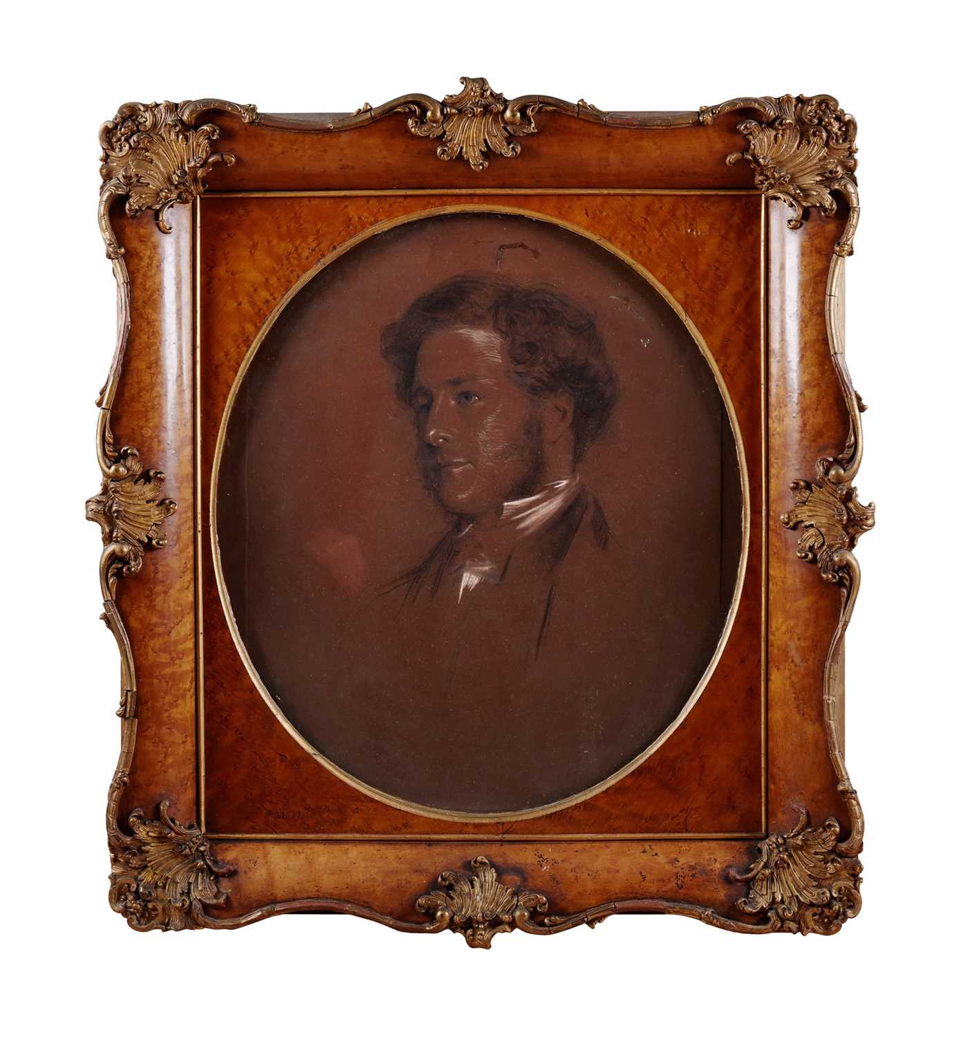 A 19TH CENTURY PASTEL AND PENCIL DRAWING OF A GENTLEMAN