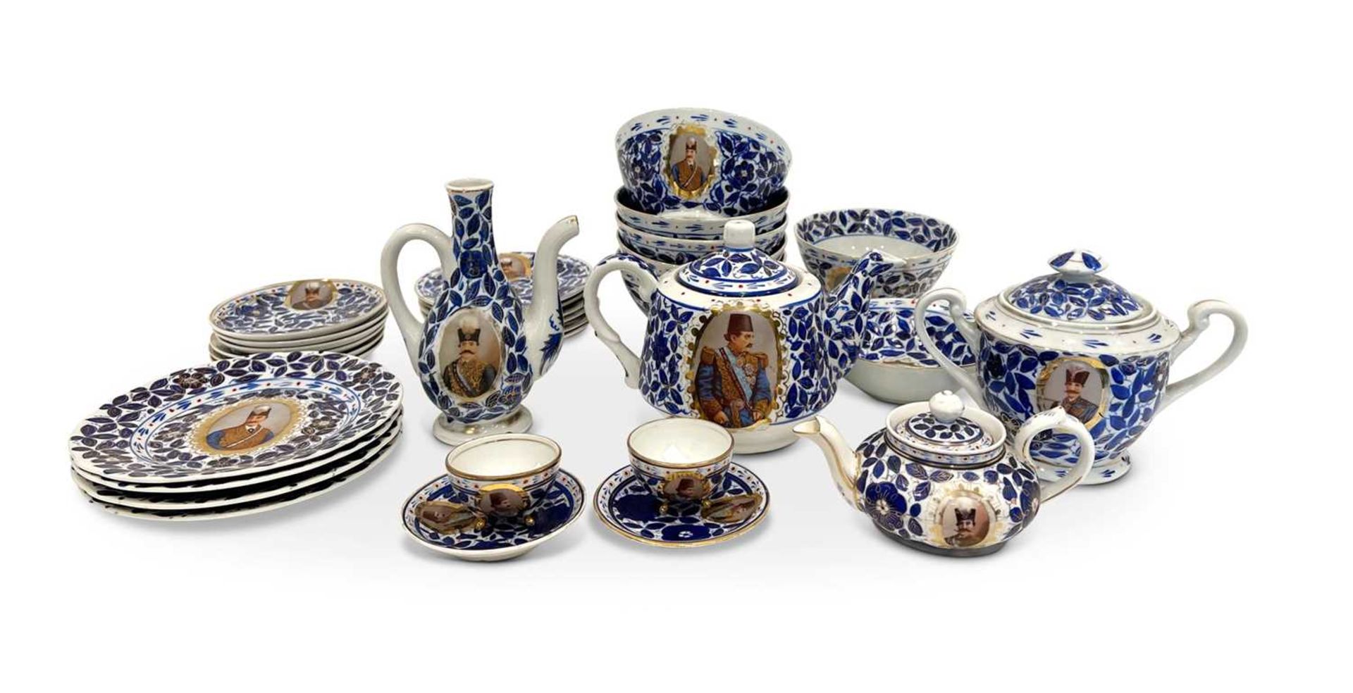 A PORCELAIN TEA AND COFFEE SET MADE FOR THE PERSIAN MARKET