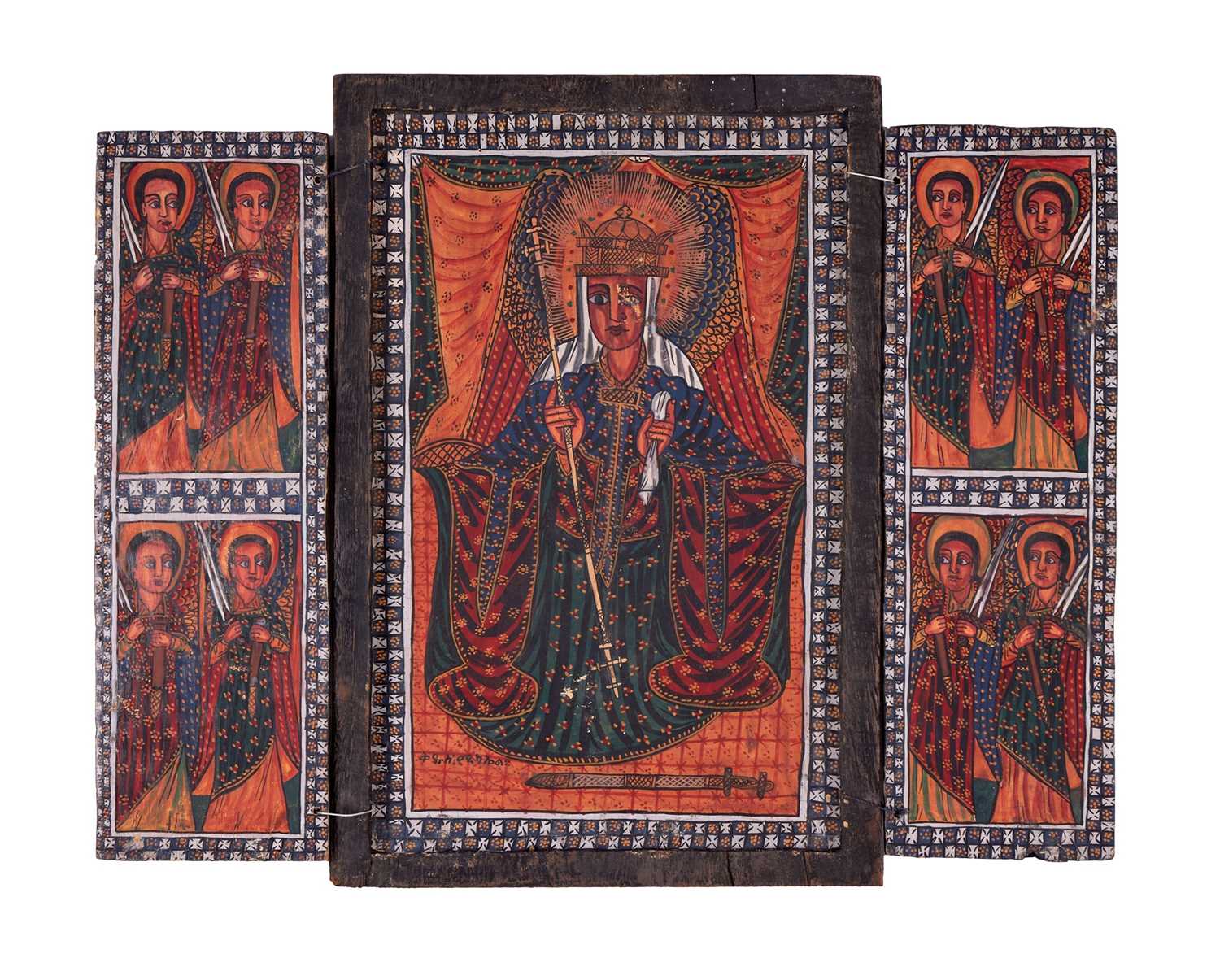 AN ETHIOPIAN COPTIC TRIPTYCH ICON