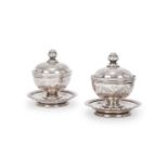 A PAIR OF EGYPTIAN SILVER CAVIAR DISHES MADE FOR THE OTTOMAN MARKET