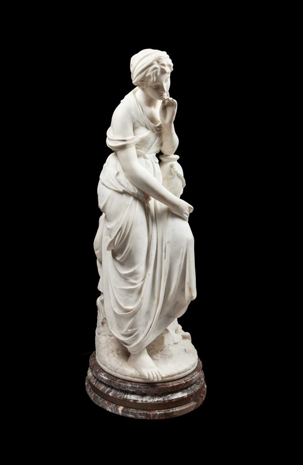 A LARGE LATE 19TH CENTURY ITALIAN MARBLE FIGURE OF RUTH AT THE WELL - Image 3 of 3