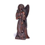 A 19TH CENTURY GOTHIC STYLE OAK CARVING OF AN ANGEL