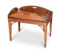 A 19TH CENTURY ENGLISH MAHOGANY BUTLER'S TRAY ON STAND