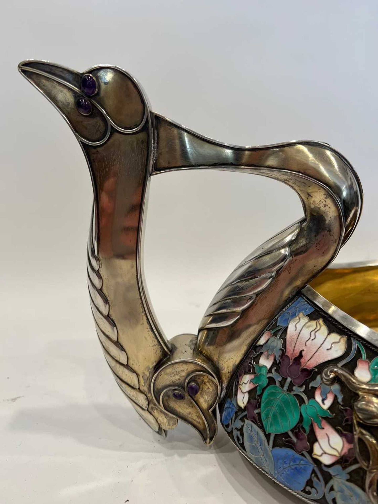 A MASSIVE EARLY 20TH CENTURY RUSSIAN SILVER AND ENAMEL KOVSH IN THE FORM OF A SWAN - Image 20 of 28