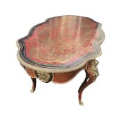A 19TH CENTURY FRENCH ORMOLU AND TORTOISESHELL MOUNTED BOULLE STYLE TABLE