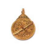 A 19TH CENTURY PERSIAN QAJAR GILT BRASS ASTROLABE